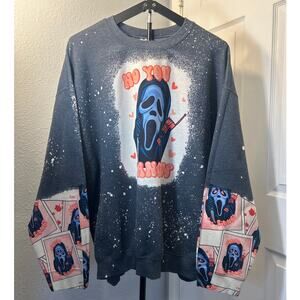 Bleached Ghostface No You Hang Up Sweatshirt 2XL Scream Sweater Halloween